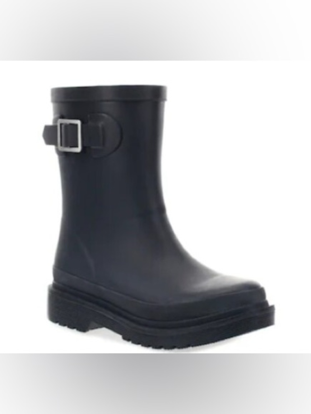 Chooka Ballard Mid High Rain Boot Black Lug Heel Size 6